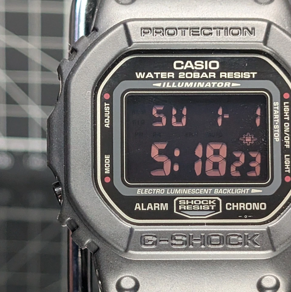 Casio G-Shock DW-5600 Blacked Out Matte Black Red Eye Digital Square DW-5600MS-1 - image 2 of 4