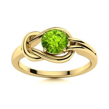 5MM Round Peridot Infinity Love Knot Women Ring 925 Sterling Silver Gold Plated