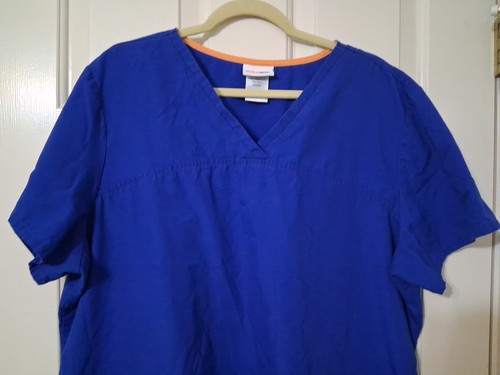 Scrubstar Unisex SZ 2X Royal Blue V-Neck Top - Picture 2 of 5