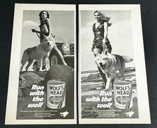 1972 Wolfs Head PRINT AD lot 1970's sexy girl bikini leather hot pants 11x5"