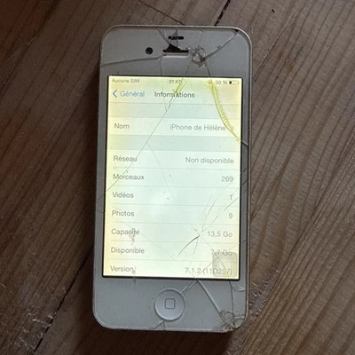 IPhone 4 A1332 16Go - Blanc - pour pièces - Photo 1/4