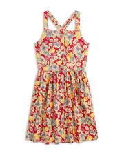 Polo Ralph Lauren Girls Red Lemon Floral Slub Dress Size 10 New