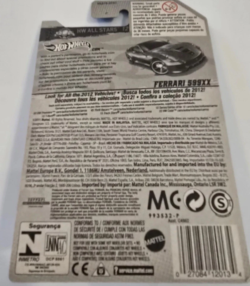 Hot Wheels Ferrari 599XX2012 Super Treasure HuntRed HW All Stars Protector - Image 2 of 2