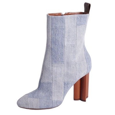 Louis Vuitton Short Boots Shoes EU 36.5 US 6.5 Denim Blue Authentic