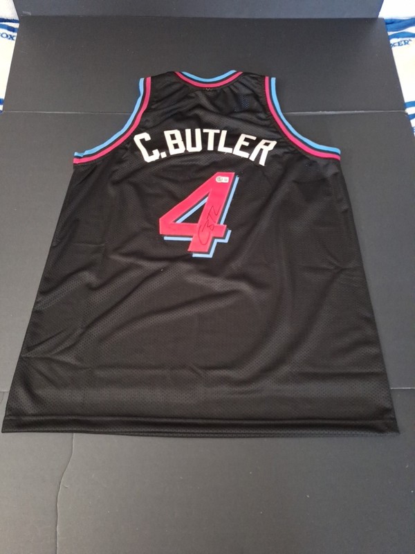 CARON BUTLER SIGNED AUTOGRAPHED MIAMI HEAT BLACK CUSTOM Xl JERSEY BECKETT-COA