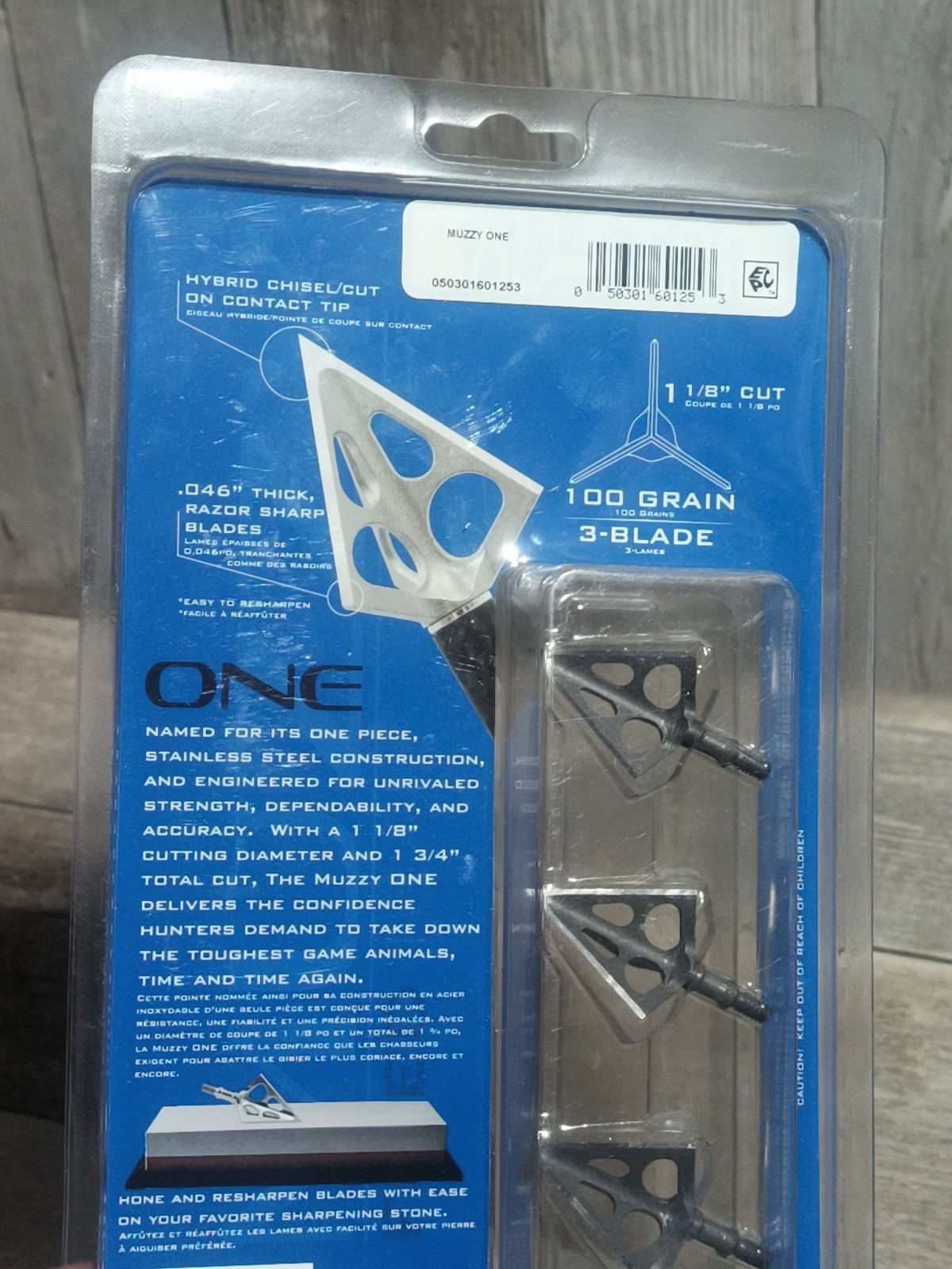 Muzzy One Fixed Broadheads 100 Grain 1-1/8 Cut 3-Blade 3-Pack M2 New Sealed Bow