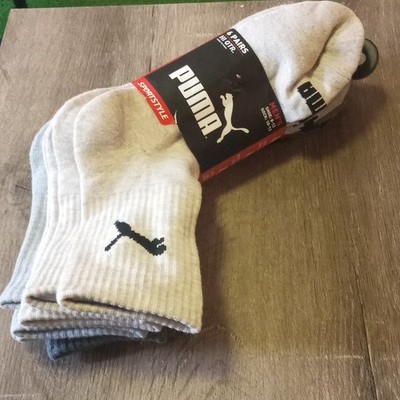 PUMA Men's Low Cut Socks 6 Pairs Size 10-13 Gray/White/Black Cushioned