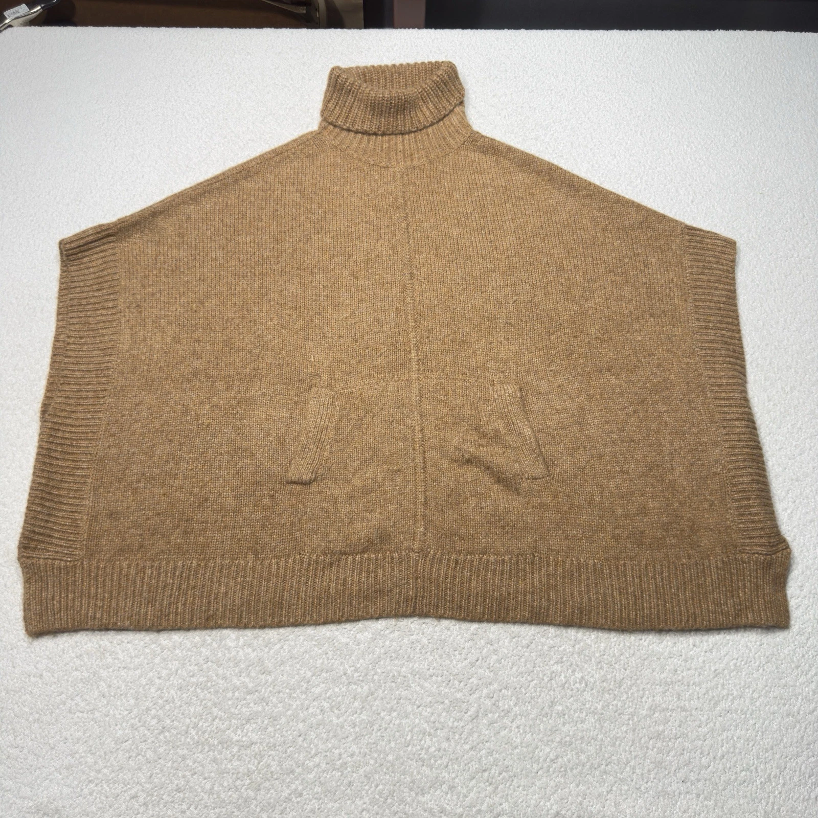 J.Crew Women Sweater Alpaca Wool Brown Relaxed Turtleneck Poncho Lagenlook S/M