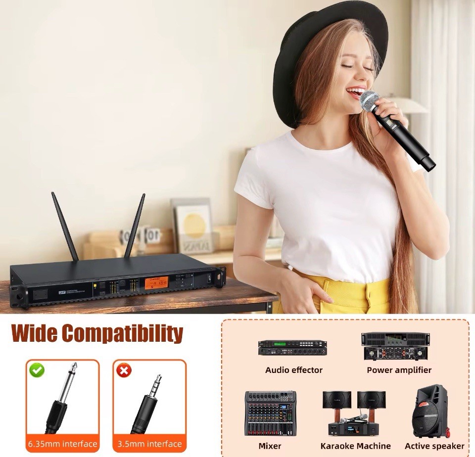 BINER UX22 Professional Portable Microphone 2 Channel Handheld UHF Wireless