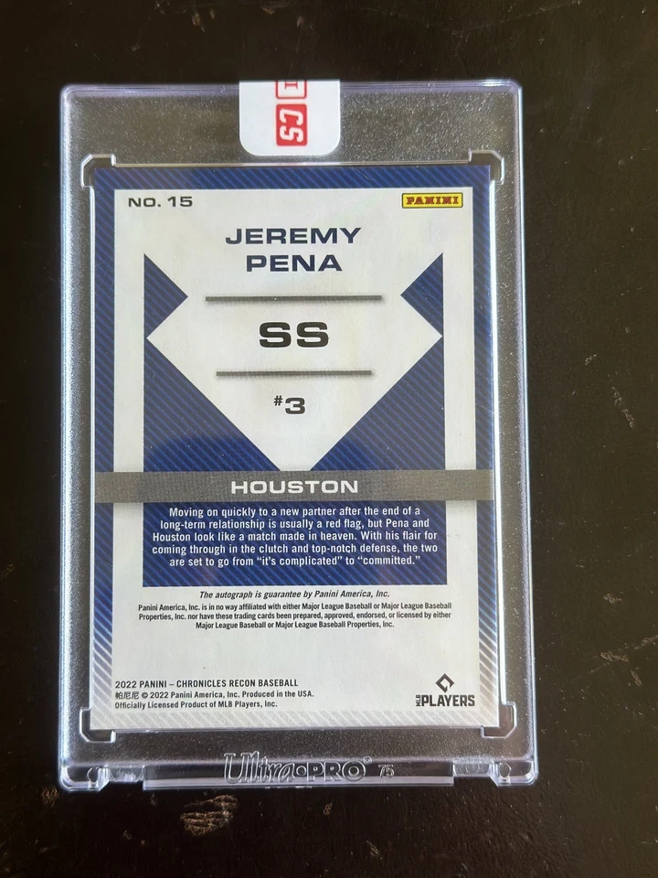 Jeremy Pena 2022 Panini Recon Rookie Auto, World Series MVP! SP Astros  - Image 2 of 2
