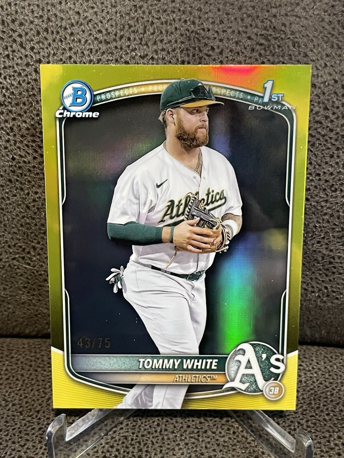 🔥Tommy White 2025 Bowman Chrome 1st True Yellow Refractor /75 Athletics
