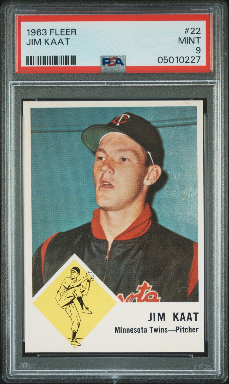 1963 FLEER #22 JIM KAAT PSA 9