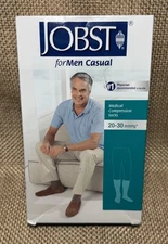 JOBST 113127 Mens 20-30 mmHg Closed Toe Knee High Support Socks Khaki X-Large