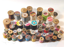 Vintage Wooden Spools Sewing Mixed Size Brands Colors Threads Lot Of 49 READ
