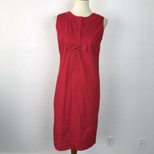 Talbots Dress Women 4 Sheath Bow Front Knee Length Cotton Stretch Red NWT