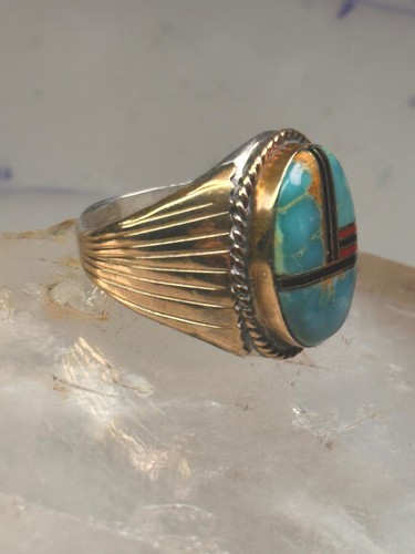 Zuni Ring Türkis Band Gr. 7,75 Sterling Silber Herren Damen - Bild 8 von 12