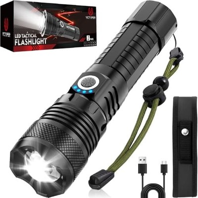 LED Flashlights, High Powered High Lumens Super Bright P50 1 Pack Black