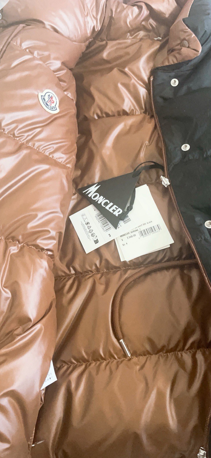 $2540 MONCLER Women’s Black & Brown Verone Short Reversible Down Jacket Size 4 thumbnail 8