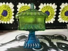 Vintage Jeannette 3412 Wedding Bowl & Cover 6"H x 4"W Green