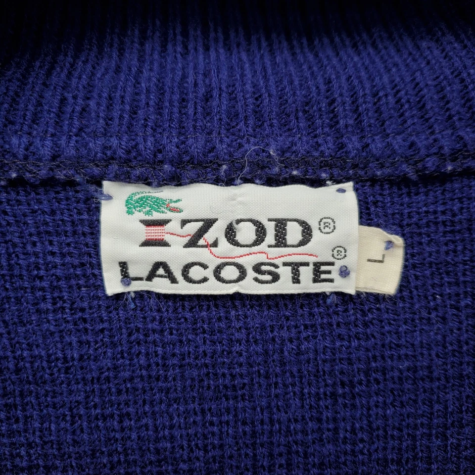 Винтажный мужской велюровый свитер пуловер Izod Lacoste на молнии большой синий - Изображение 2 из 4