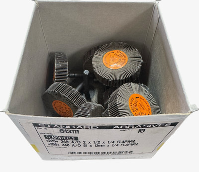 Standard 2'' x 1/2'' x 1/4'' Mounted Flap Wheels 240 Grit Aluminum Oxide 10 Pack