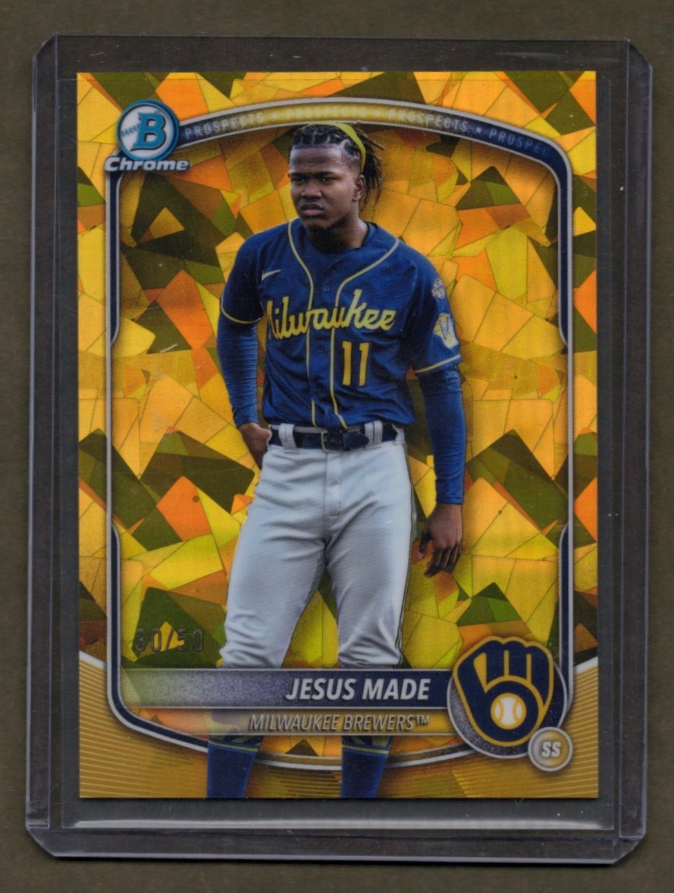 2025 Bowman Chrome Sapphire IMAGE VARIATION GOLD REFRACTOR RC Jesus Made SSP /50