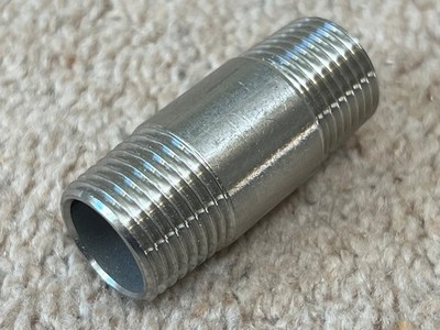 EDELSTAHL GEWINDE ROHRNIPPEL VERSCHRAUBUNG 1/2'' NPT X 1/2'' NPT AUSSENGEWINDE 2'' LÄNGE