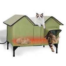 Extra Large Heated Cat House for Outside in Winter, Elevated Heated Outdoor C...