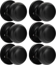HOSOM Dummy Door Knob, 6 Pack Matte Black Interior/Exterior Door Knobs for Close