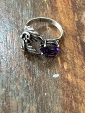 Vintage stamped sterling silver and Amethyst ring size 7