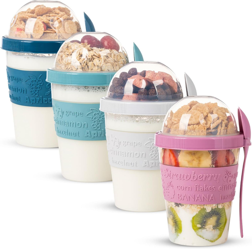 Reusable Cereal Yogurt Cups with Lids & Spoon, Parfait Snack Containers - Picture 11 of 11