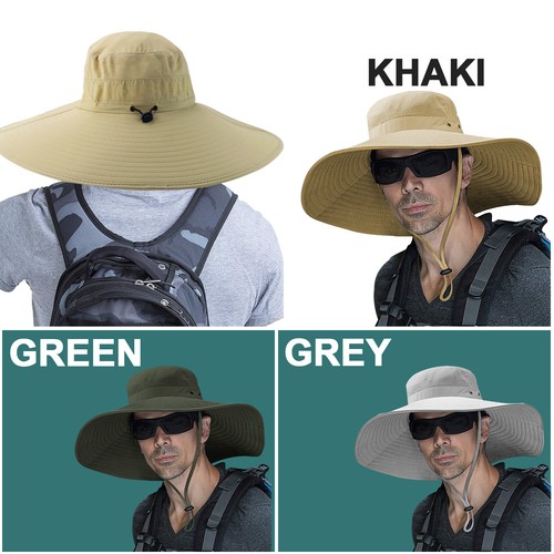 Men Women Wide Brim Sun Hat Breathable Bucket Cap Summer Fishing UV Protection - Picture 77 of 186