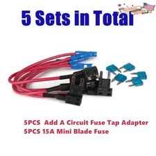 5 Pack Add A Circuit Piggy Back Fuse Tap Mini Blade Fuse Holder ATM ATP 15A Fuse