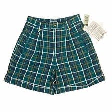 Palmettos Juniors Green Plaid Shorts - Size 11 tag 29 X 5.5 - 90s VINTAGE NWT