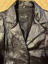 Vtg Milan Genuine Patchwork Leather Blazer Jacket Black Y2k Real Retro Womens Xl