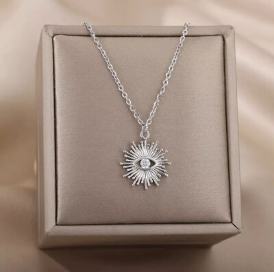 Women's Fashion Gold Or Silver Evil Eye Rhinestone Pendant Necklace 1-54