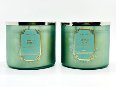 2-Pack Bath & Body Works CEDAR & SUEDE 3 Wick Scented Candle 14.5