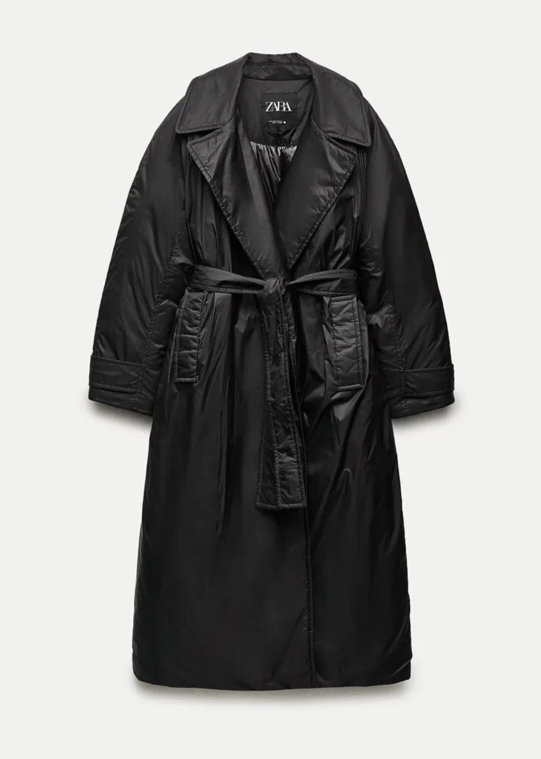 Zara Collection Long Padded  Jacket Size Large Black NWT