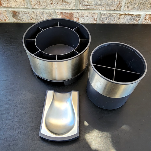 Pampered Chef STAINLESS STEEL ROTATING UTENSIL HOLDER Storage w Spoon Rest