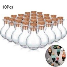 10x Small Glass Vials With Cork Top Tiny Bottle Little Empty Jars Mini Bottles/