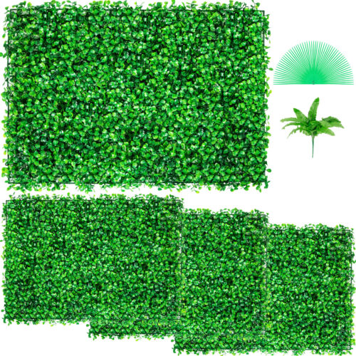 VEVOR 4pcs 24x16" Artificial Grass Panel Wall Boxwood Hedge Mat Privacy Fence - Picture 1 of 12