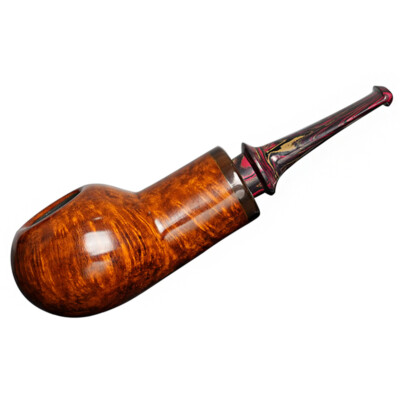 Handmade Briar Pipe Straight Cumberland Stem Tobacco Pipe Freehand Tomato Pipe