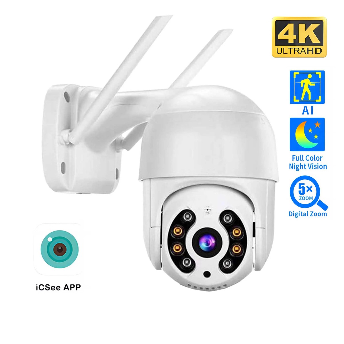 8MP 4K Wireless PTZ Camera HD 1080P Night Vision Wifi IP Camera 