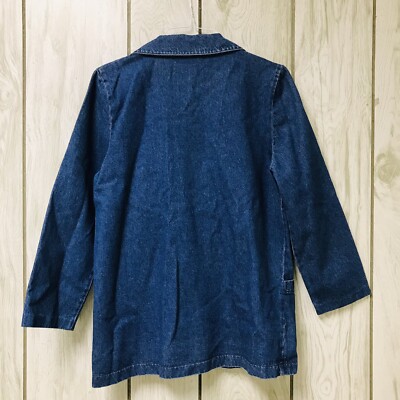 Vintage Joanna Women Denim 3/4 Sleeve Oversized One-Button Blazer 