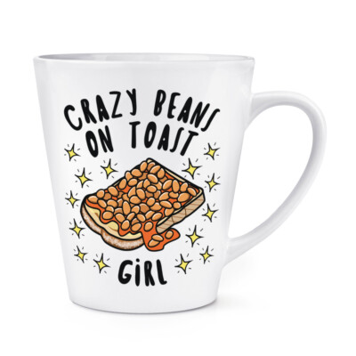 Crazy Beans On Toast Girl Stars 12 Unzen Latte Becher Tasse Witz Tochter lustig Frühstück