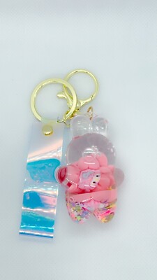 Hello Kitty Liquid Schlüsselanhänger Schlüsselring Taschenanhänger Treibsand beweglicher Bommel Glitzer