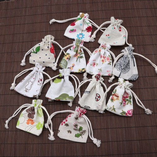 Double Drawstring Cotton Cloth Bag for Small Jewelry Bracelet Beads Gift - Picture 8 of 8