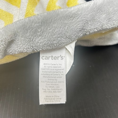 Carters Giraffe Baby Lovey Security Blanket Yellow Chevron Stripes Gray Trim - Picture 7 of 8