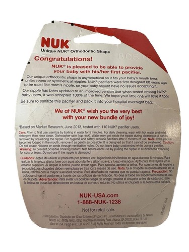 NUK Orthodontic Pacifier 0-6 Months Silicone Nipple. White & Teal PANDA BEAR - Picture 2 of 4