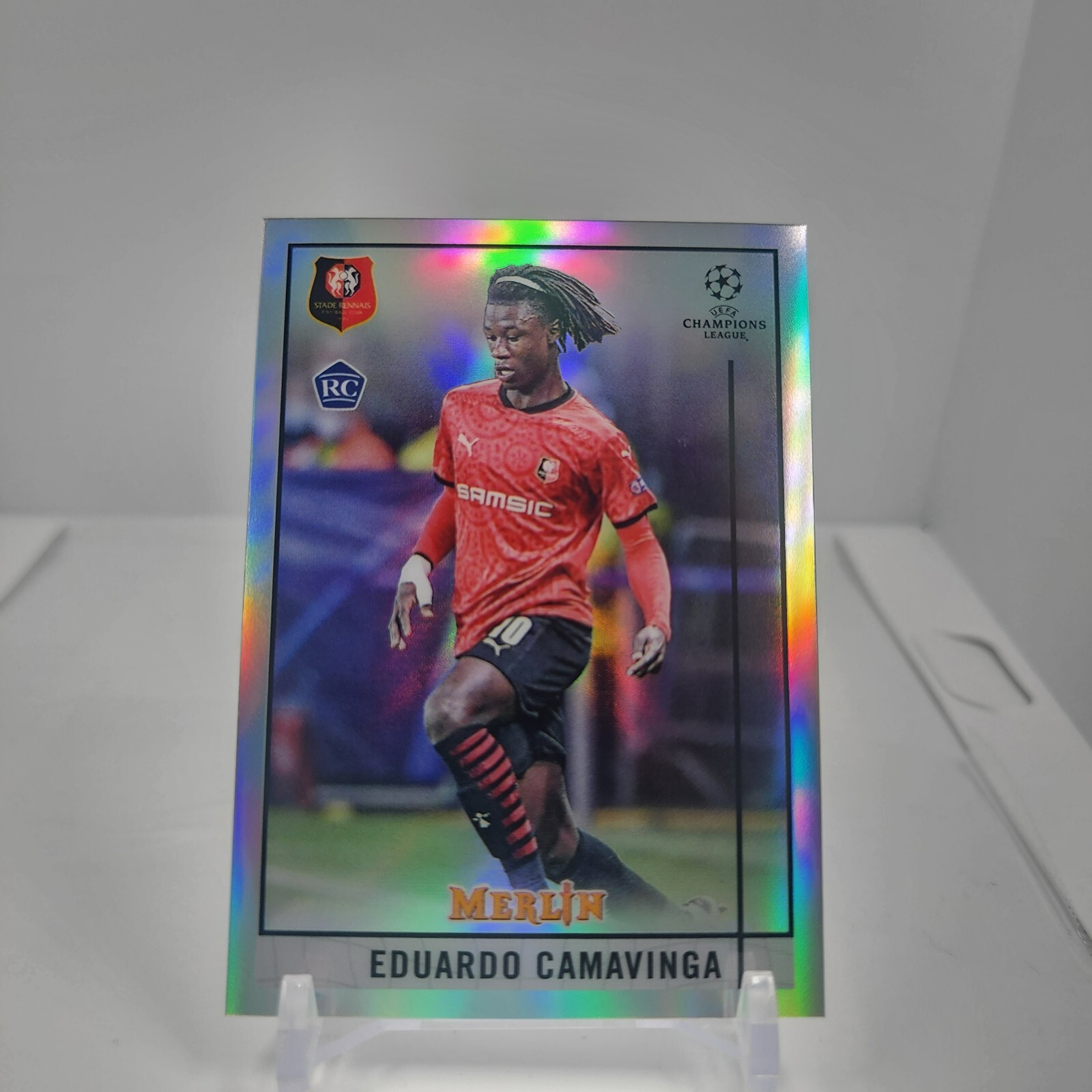 2020-21 Topps Merlin Chrome UCL Eduardo Camavinga Rennais Refractor Rookie Card